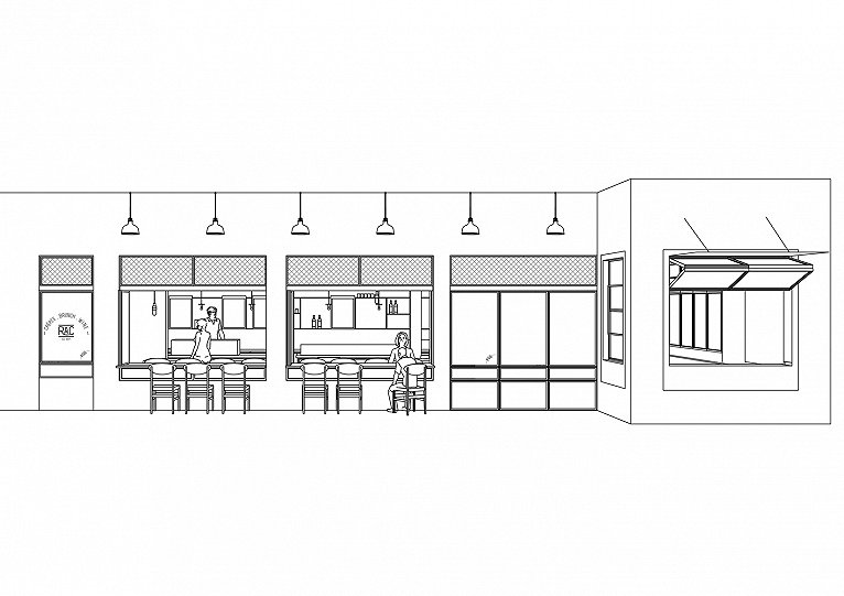 餐飲空間，建築改造，酒吧咖啡廳設計，上海RAC Bar & Coffe，法式餐廳設計，保安亭改造咖啡廳，上海邁石建築設計