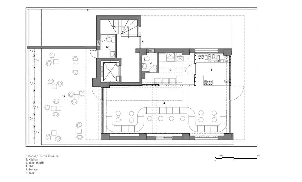 KKOL Studio,甜甜圈店鋪設計,Donut & Coffee Shop,國外咖啡廳設計,咖啡廳設計案例,甜甜圈&咖啡店,43㎡咖啡店