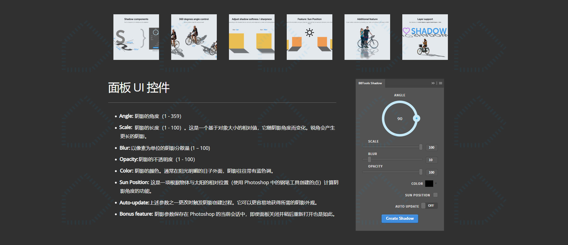 設計師必備創意素材,PS 360°投影插件,BBTools Shadow,效果圖後期光影插件