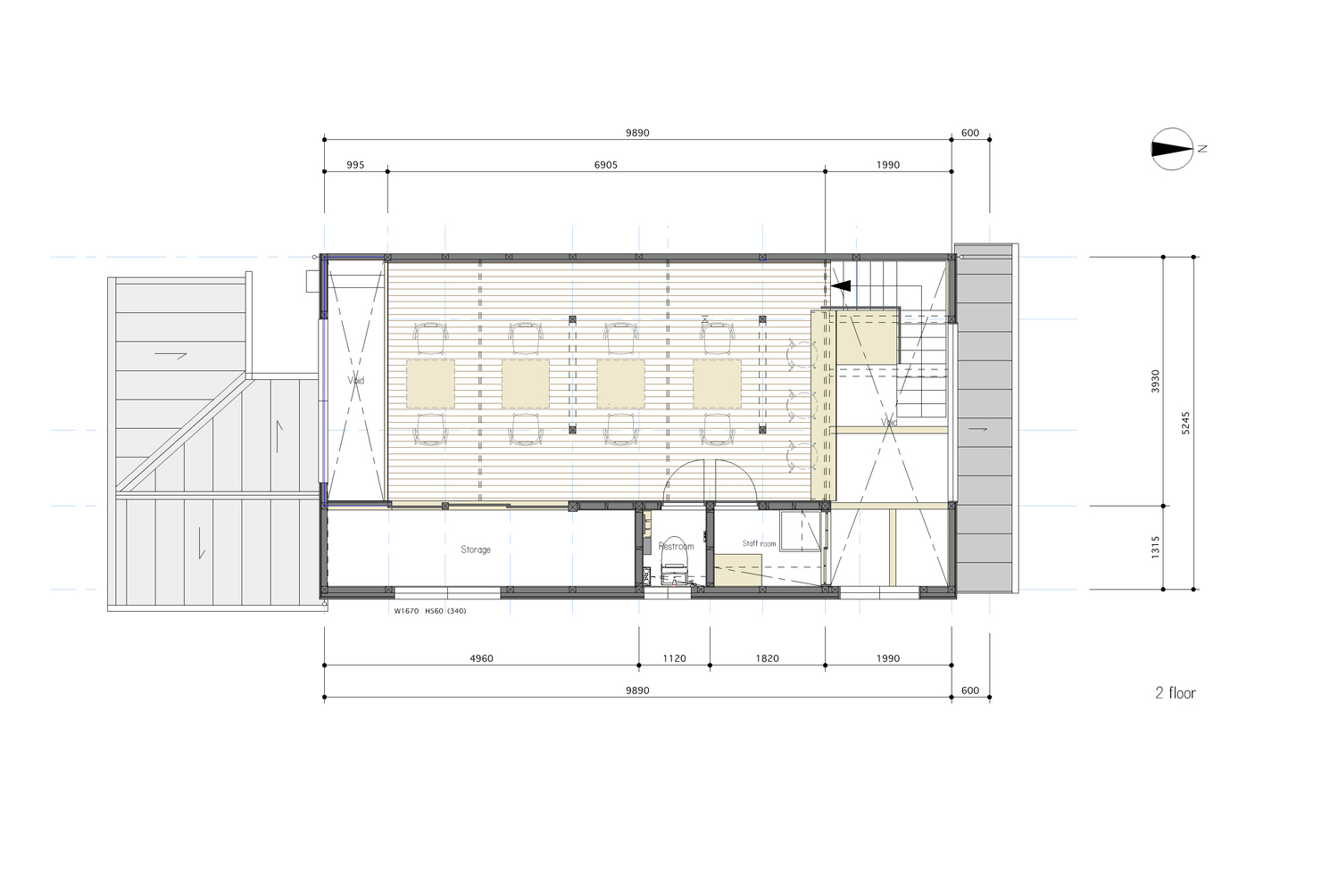 Kazuteru Matsumura Architects,日本京都,咖啡廳設計,咖啡店設計案例,國外咖啡廳設計,咖啡廳設計方案,105㎡,咖啡廳平麵圖,Wand Café