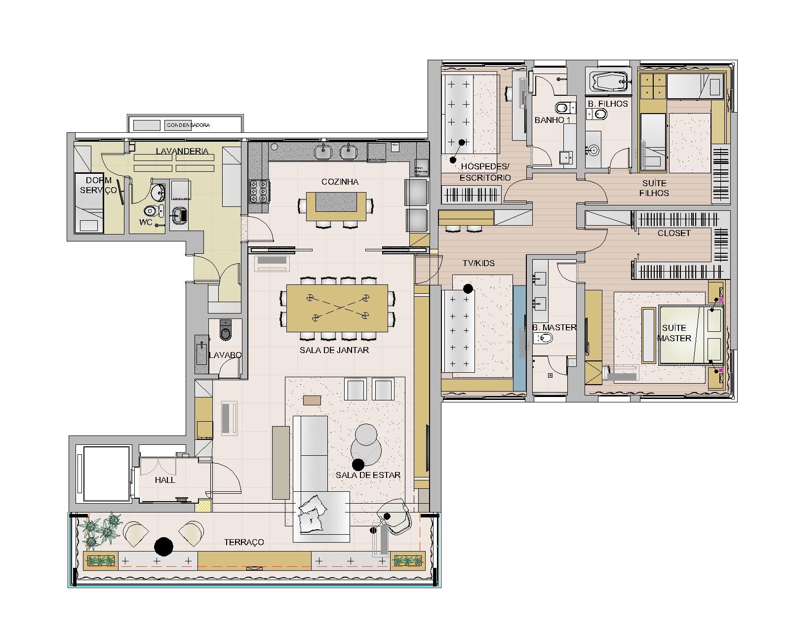 住宅設計案例,大平層設計,住宅設計,200㎡,大平層設計案例,WF Arquitetos,聖保羅,原木色