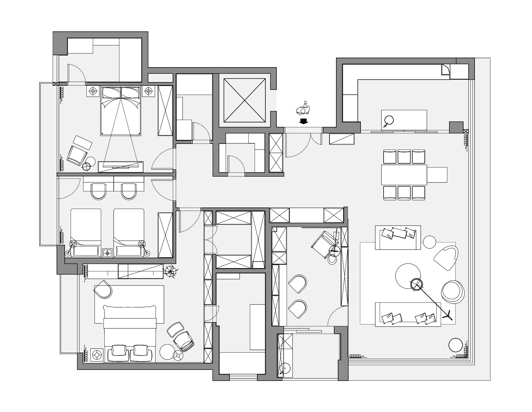 210㎡住宅設計,210㎡,住宅設計案例,家裝設計,大平層設計,大平層設計案例,大平層設計方案,現代風格住宅設計,恣意有序的生活藝術,上海,介兮空間設計