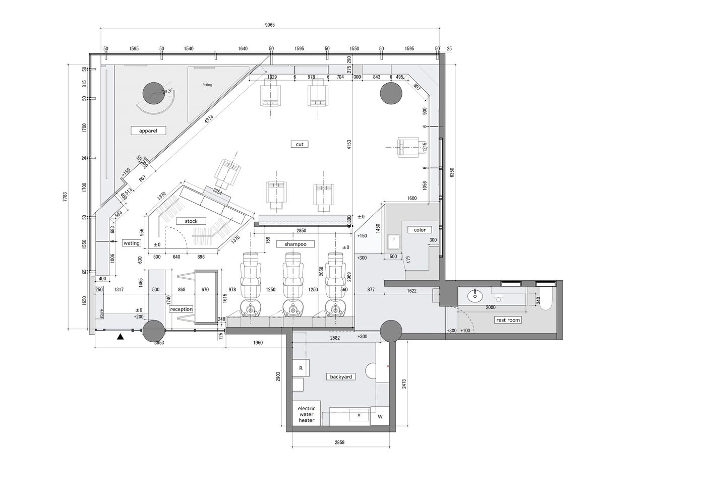 理發店設計,FATHOM,日本,極簡風格理發店設計,廣島,kiow美發沙龍店,美發沙龍店設計,94㎡