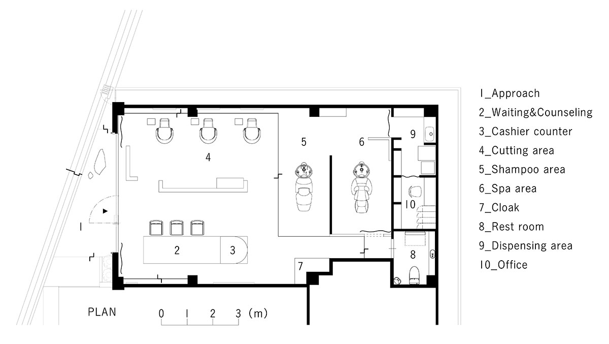 理發店設計,EIICHI IKEDA DESIGN,日本,極簡風格理發店設計,大板,LAAN美發沙龍店,美發沙龍店設計,Reiichi Ikeda