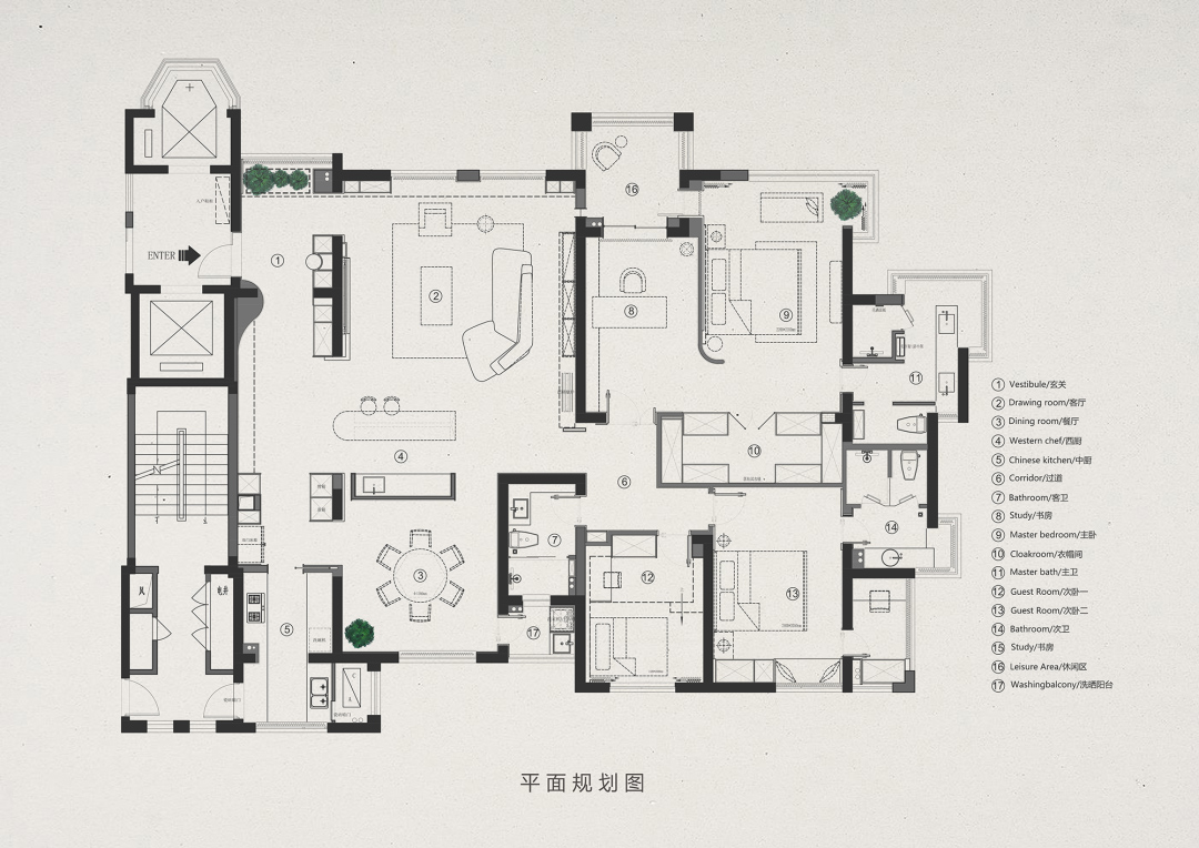 258㎡住宅設計,258㎡,大平層設計,大平層設計方案,大平層設計案例,現代奶油風大平層設計,住宅設計,寧波,大平尋覓光的軌跡,柒合設計