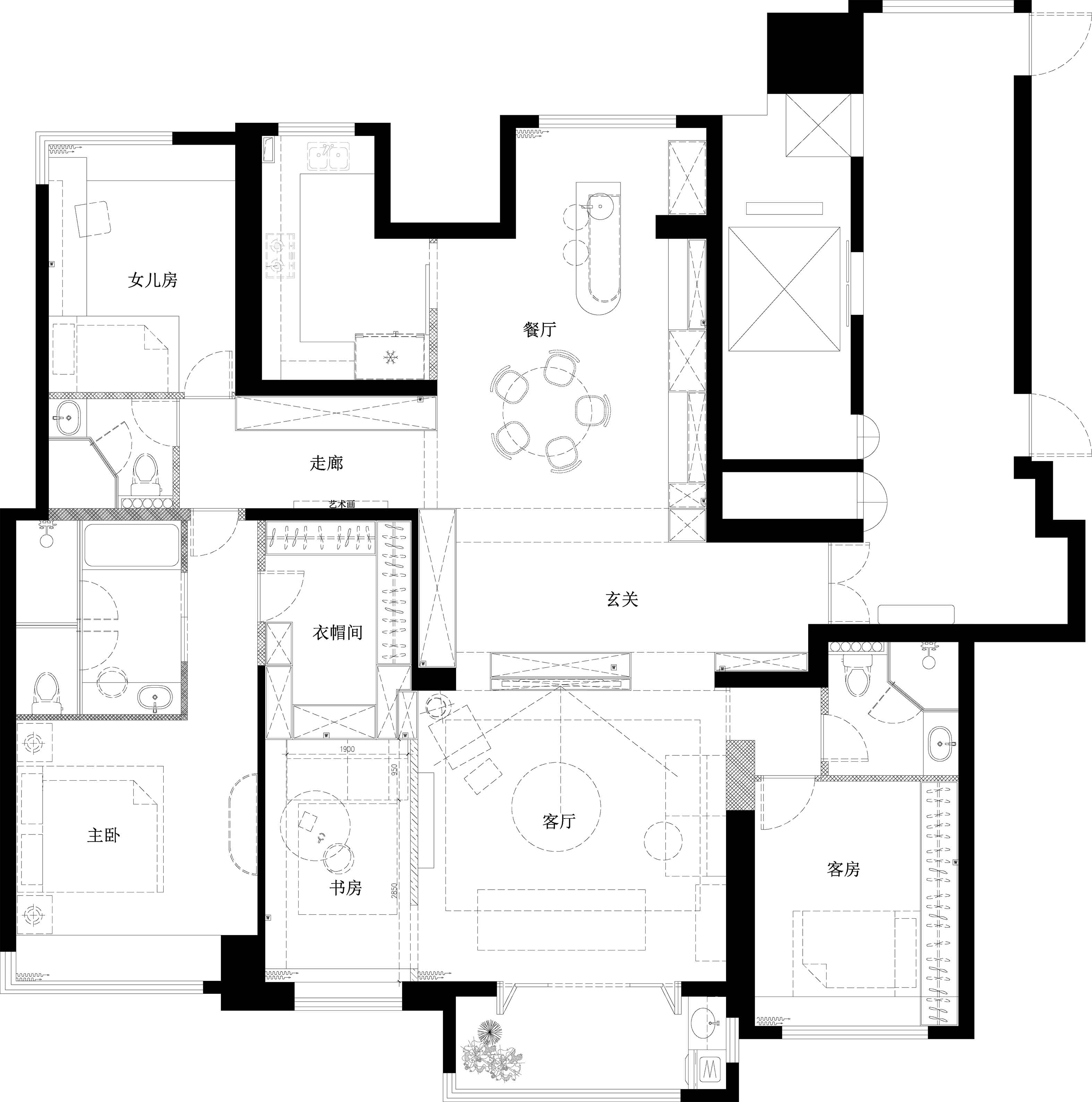 230㎡大平層設計,230㎡,住宅設計案例,住宅設計,法式風格家裝設計,大平層設計,大平層設計案例,大平層設計方案,上海,中糧瑞虹海景壹號大平層,示覺設計