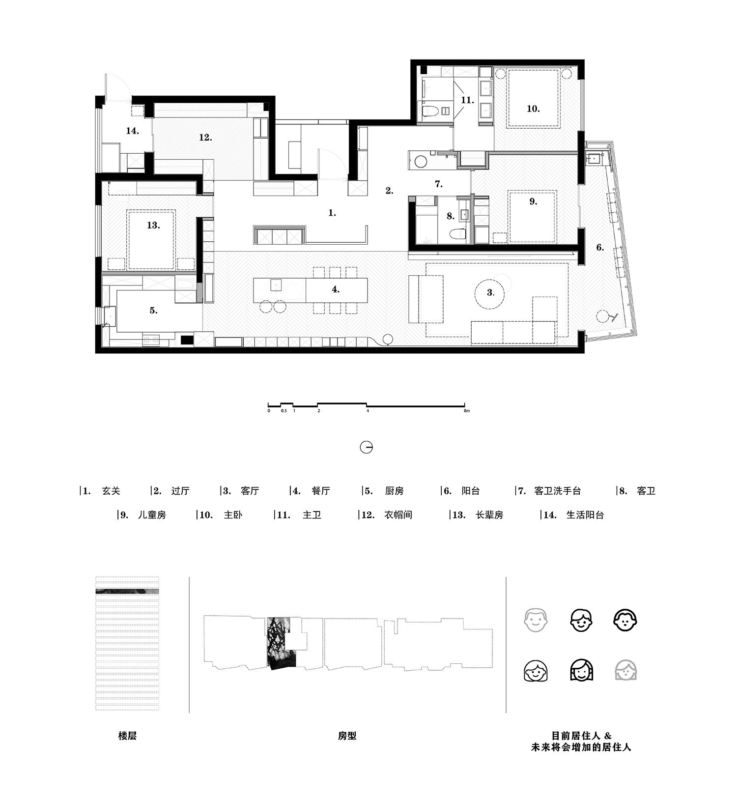 200㎡大平層設計,200㎡,大平層設計,住宅設計,黑白灰風格住宅設計,大平層設計案例,大平層設計方案,北京大平層井質現代融經典傳統塑格局,行十設計