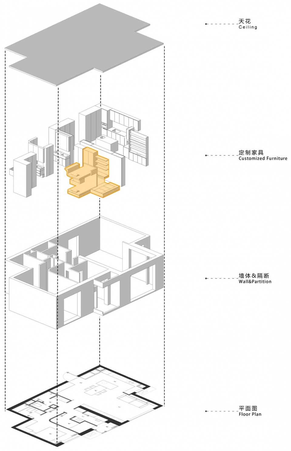 85㎡住宅設計,85㎡,住宅設計,家裝設計,小戶型設計,公寓設計,住宅設計案例,住宅設計方案,極簡風格住宅設計,舊房改造,住宅翻新,北京,北京住宅《疊屋》橫與縱的空間重塑,辰境設計