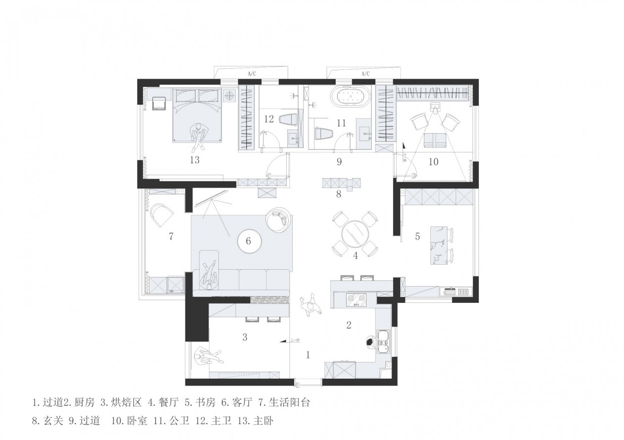 135㎡,135㎡住宅設計,家裝設計,家裝設計案例,家裝設計方案,現代風格住宅設計,公寓設計,汕頭住宅焙香慢語,汕頭,宅這裏設計